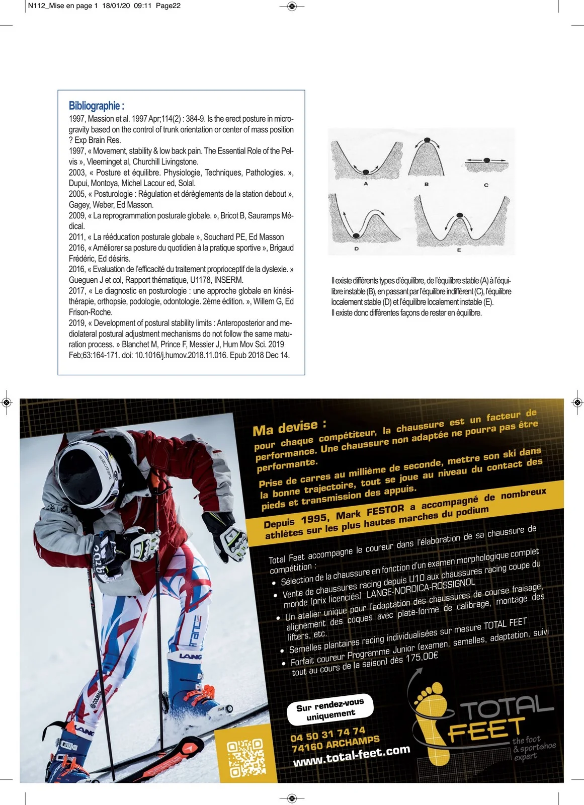 Article de Anne PIPET Formations en rééducation maxillo-faciales, posture et violences sur les ajustements posturaux pour la revue de l’entraineur du ski alpin