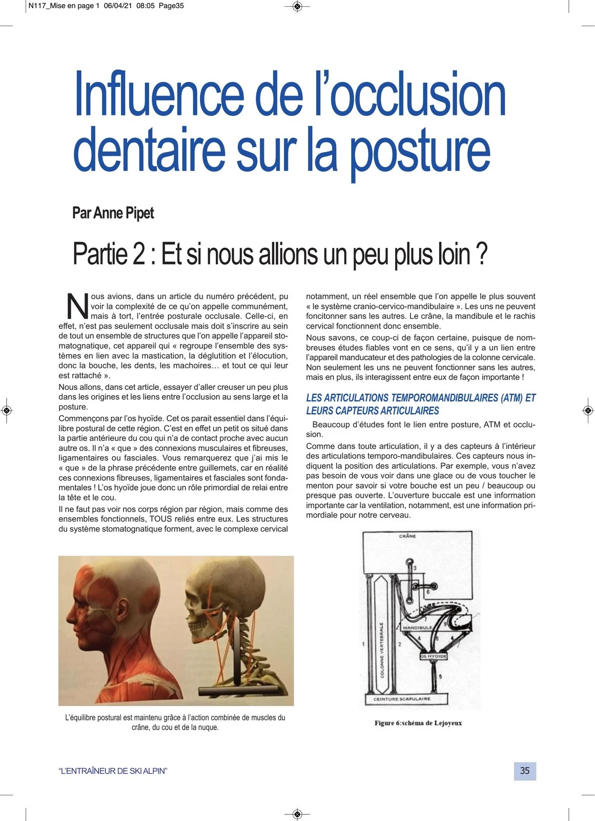 Influence de l'occlusion dentaire sur la posture Article Anne PIPET